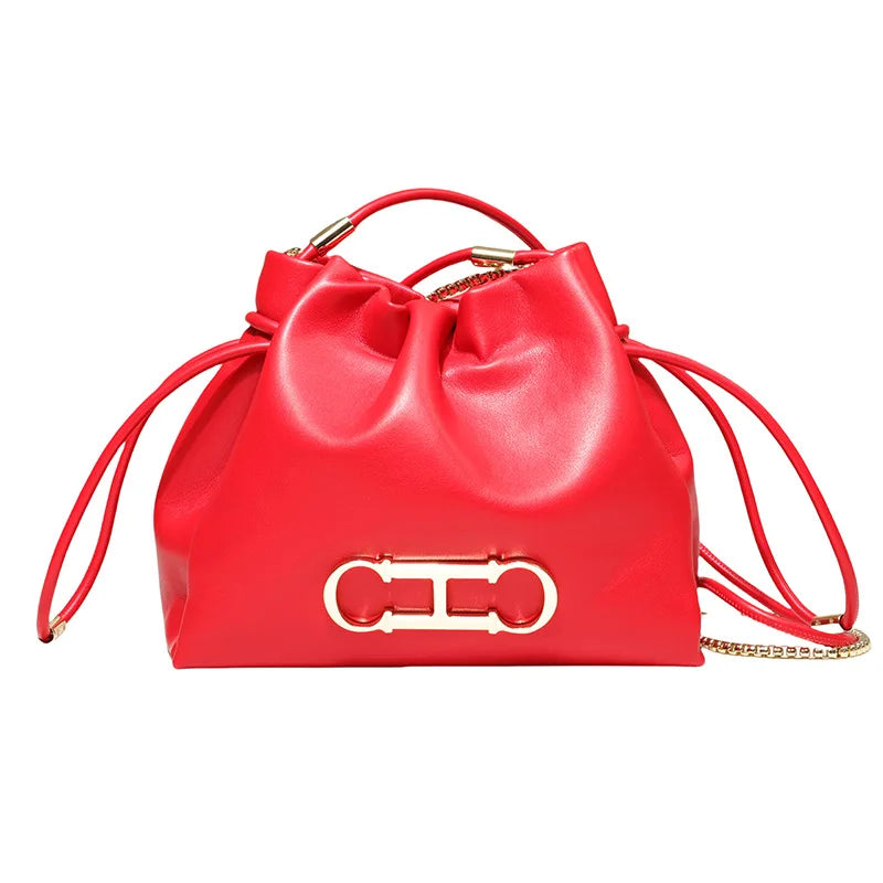 Luxury Style PU Leather Shoulder Bag Large Capacity Foldable Scarf Design image 3