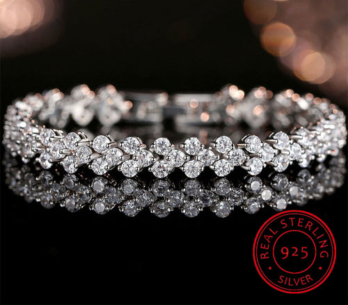 100% Solid Silver 925 Lab Diamonds Simulated Moissanite Bracelet image 0