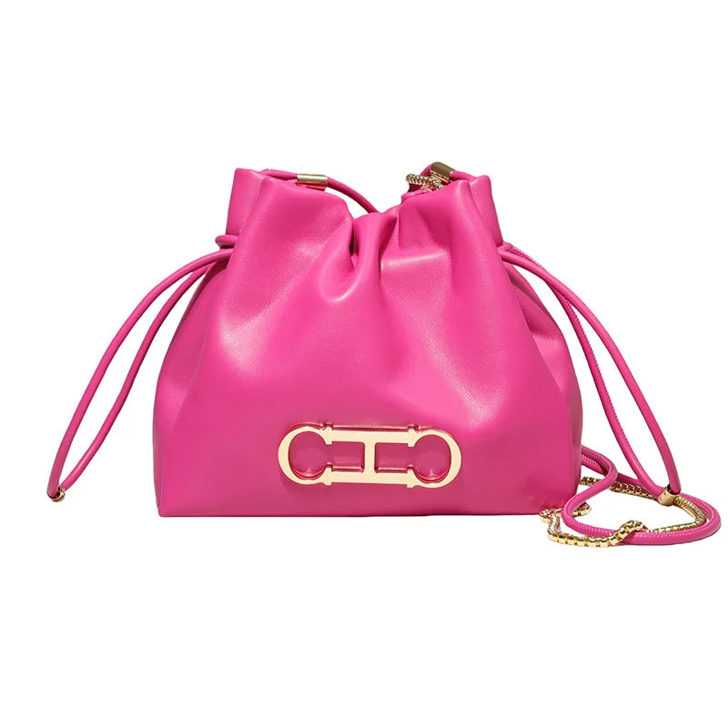 Luxury Style PU Leather Shoulder Bag Large Capacity Foldable Scarf Design image 2