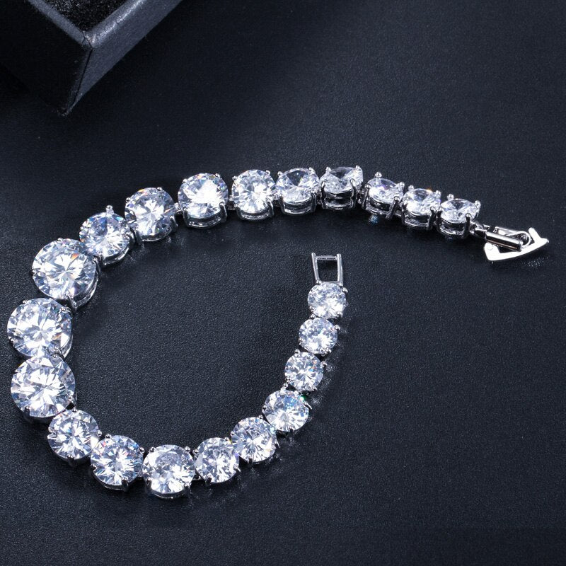 Luxury Jewelry Silver Color Round Shape Big Cubic Zirconia Bracelet image 2