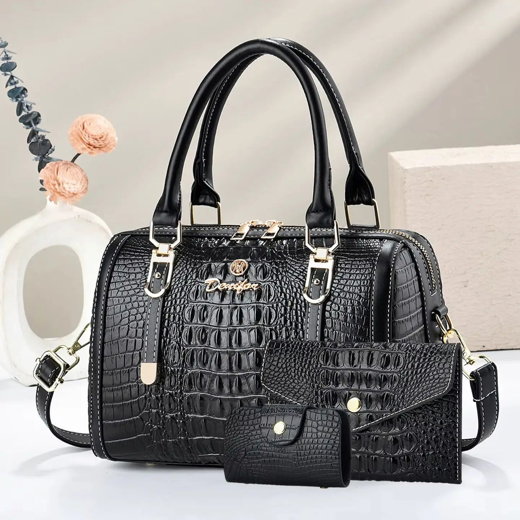 High-quality crocodile pattern handbag large-capacity tote