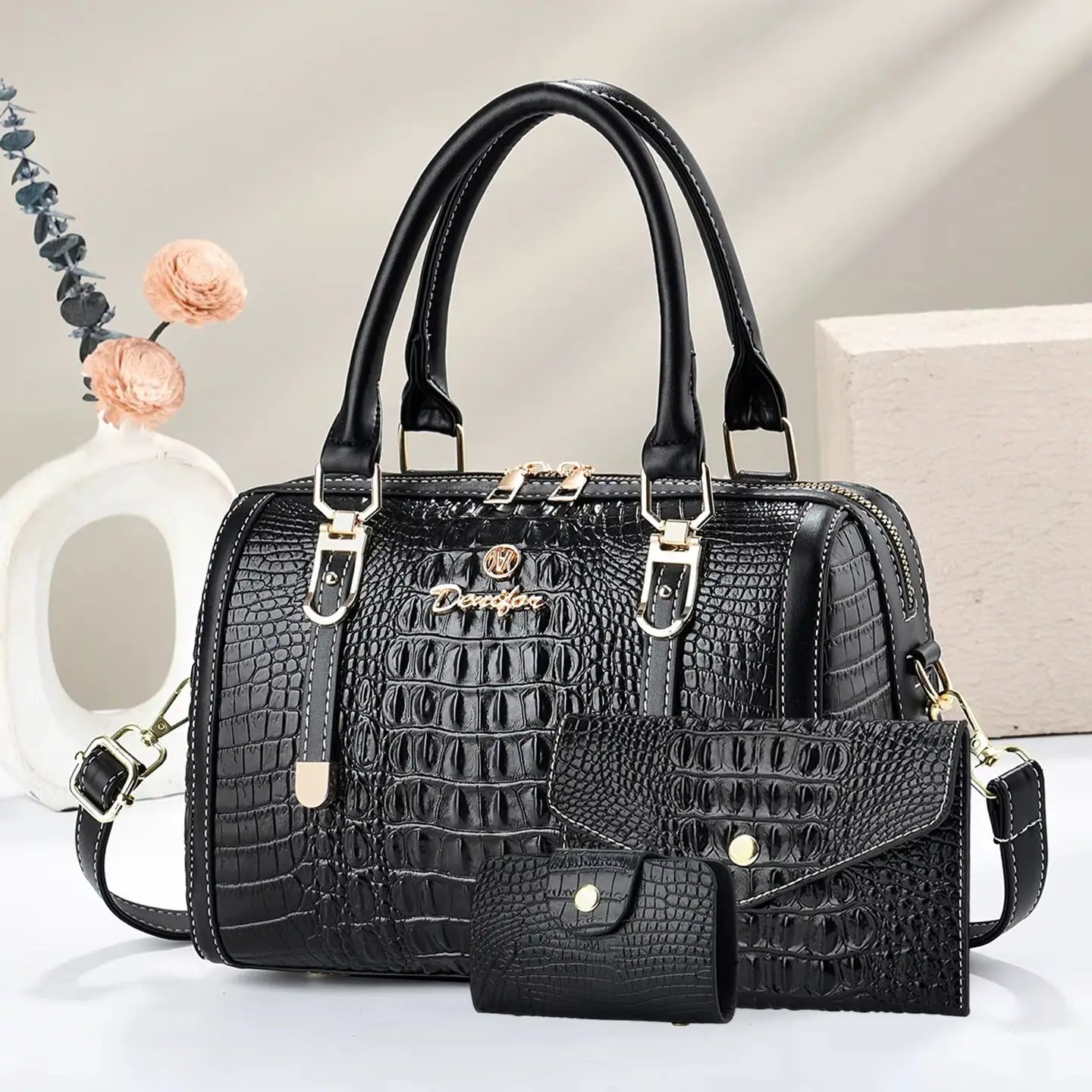 High-quality crocodile pattern handbag large-capacity tote