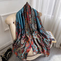 180*90cm Large Silk Satin Scarf Hijab Women Print Shawl