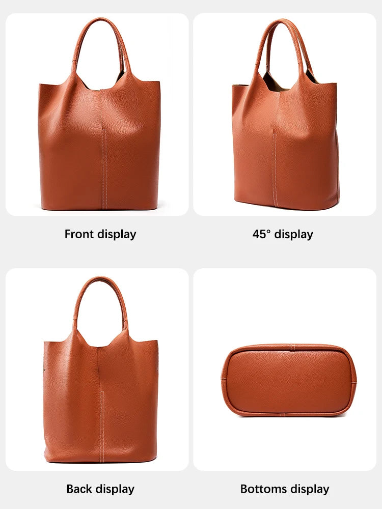 Soft Genuine Leather Tote Bag Handbag Classic Elegant