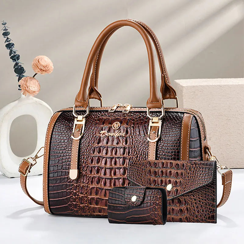 High-quality crocodile pattern handbag large-capacity tote