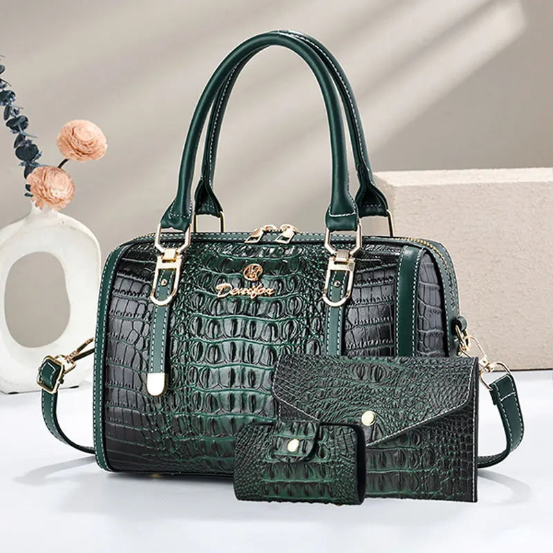 High-quality crocodile pattern handbag large-capacity tote