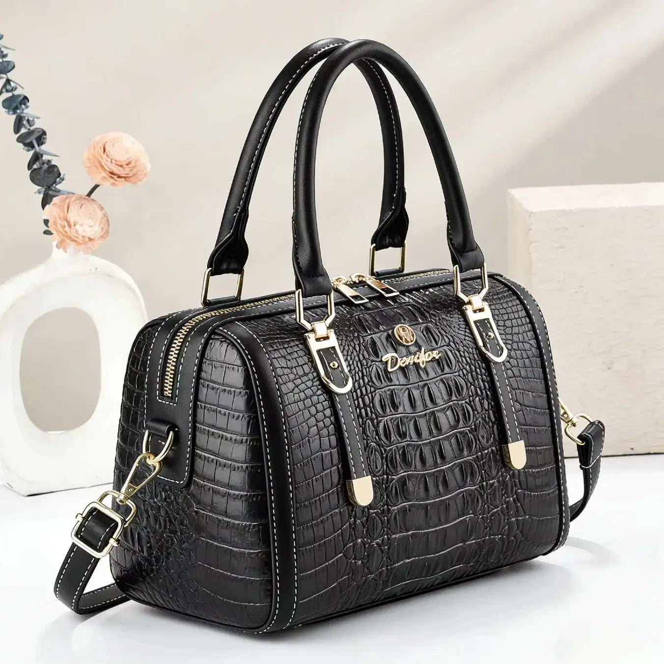 High-quality crocodile pattern handbag large-capacity tote
