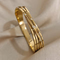 Trendy Inlaid Rhinestone Stainless Steel Geometric Cross Cuff Bangles Bracelets