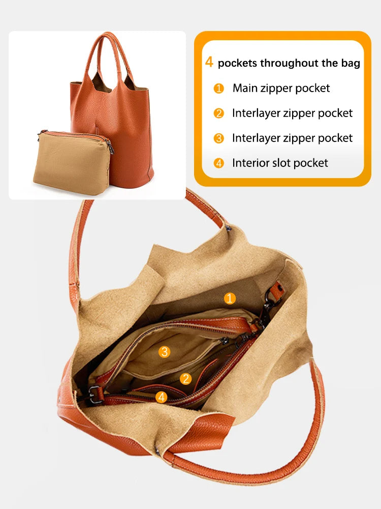 Soft Genuine Leather Tote Bag Handbag Classic Elegant