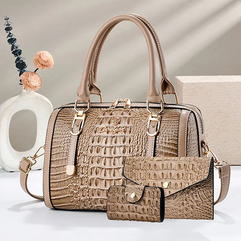 High-quality crocodile pattern handbag large-capacity tote