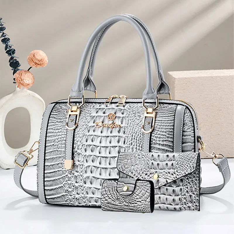 High-quality crocodile pattern handbag large-capacity tote