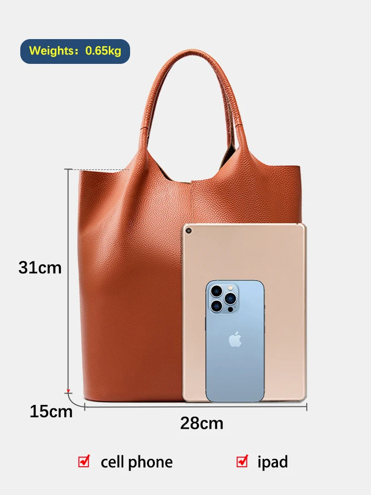 Soft Genuine Leather Tote Bag Handbag Classic Elegant