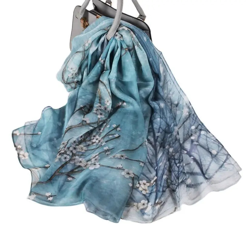 100% Silk Scarf Cape Fashion Floral Design Long Scarves