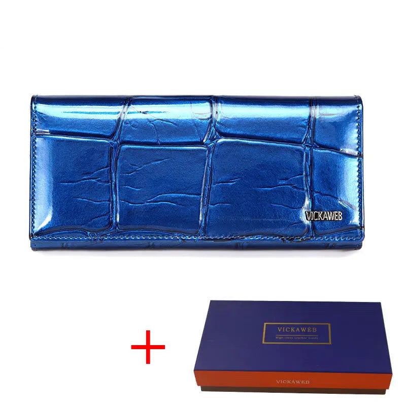 Genuine Leather Women Wallet Magnetic Hasp Female Long Purse Ladies Coin Purses
