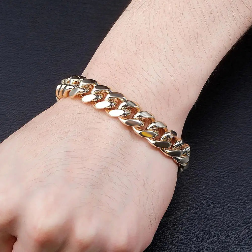 10mm High Quality Cuban Chain Iced Out Cubic Zirconia Bracelet