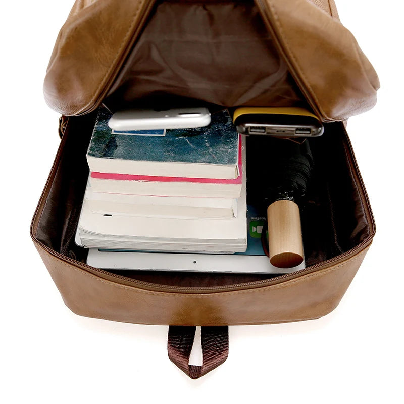 Men Backpack PU Leather Backpack Large Laptop Backpacks High Quality Rucksack