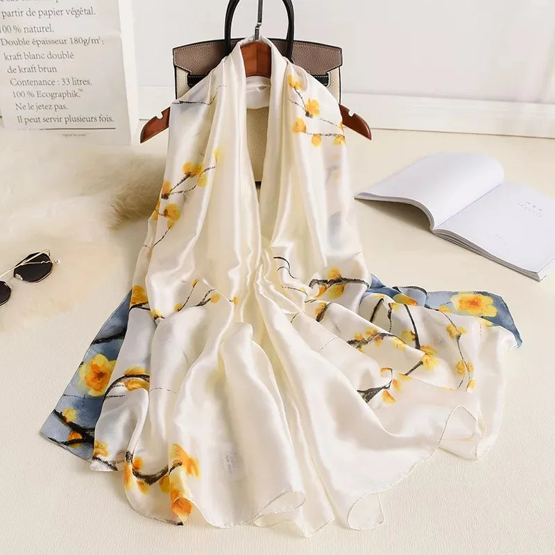 180*90cm Luxury Brand Women Scarf Summer Silk Shawl Lady Wrap Soft Design