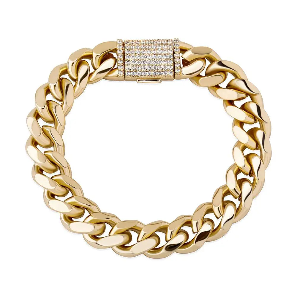 10mm High Quality Cuban Chain Iced Out Cubic Zirconia Bracelet