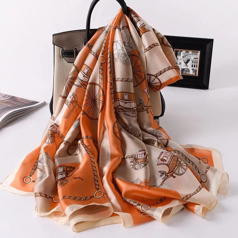 180*90cm Luxury Brand Women Scarf Summer Silk Shawl Lady Wrap Soft Design
