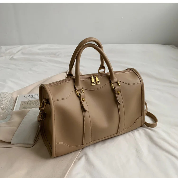 Boston Handbag Big Tote PU Leather Shoulder Crossbody Bag Large Capacity Travel Bag