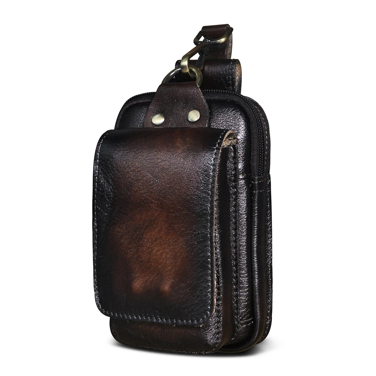 Luxury Leather Men Vintage Travel Belt Fanny Waist Bag