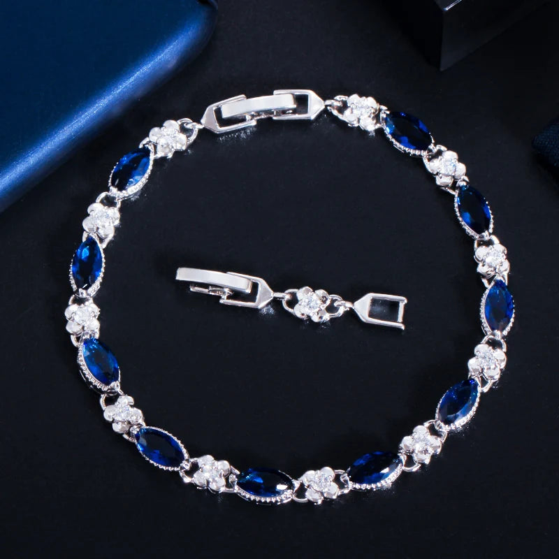 Beautiful Marquise Cut Yellow Cubic Zircon Stone Elegant Women Tennis Bracelet