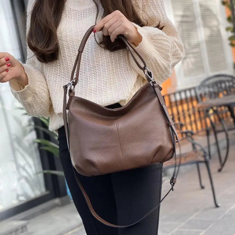 Genuine Leather Bag Soft Real Leather Shoulder Bag Casual Handbag Luxury Bag