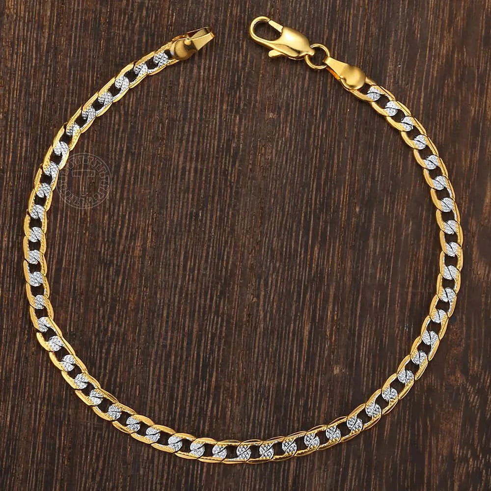 4/6mm Bracelet Wheat Link Gold Color Bracelet Chain Fashion