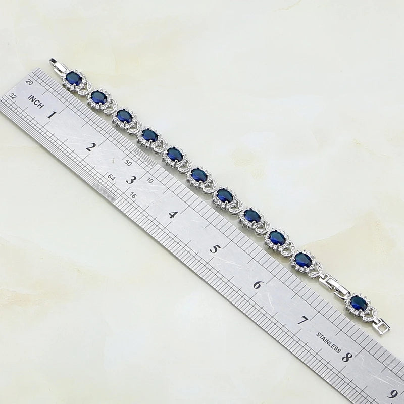 925 Sterling Silver Blue Cubic Zirconia Bracelets