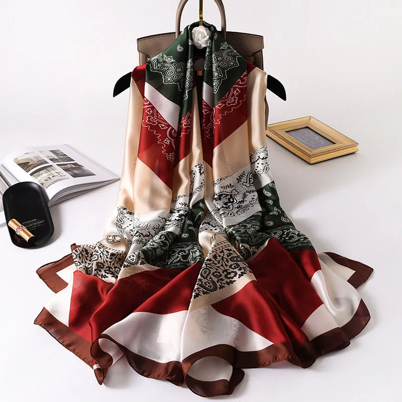 180*90cm Luxury Brand Women Scarf Summer Silk Shawl Lady Wrap Soft Design