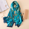 Luxury Silk Scarf Women Designer Floral Silk Shawls Ladies Wraps Scarves