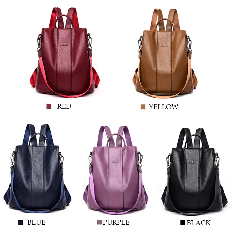 Casual Backpack for Women Shoulder Bag Soft Leather Backpack
