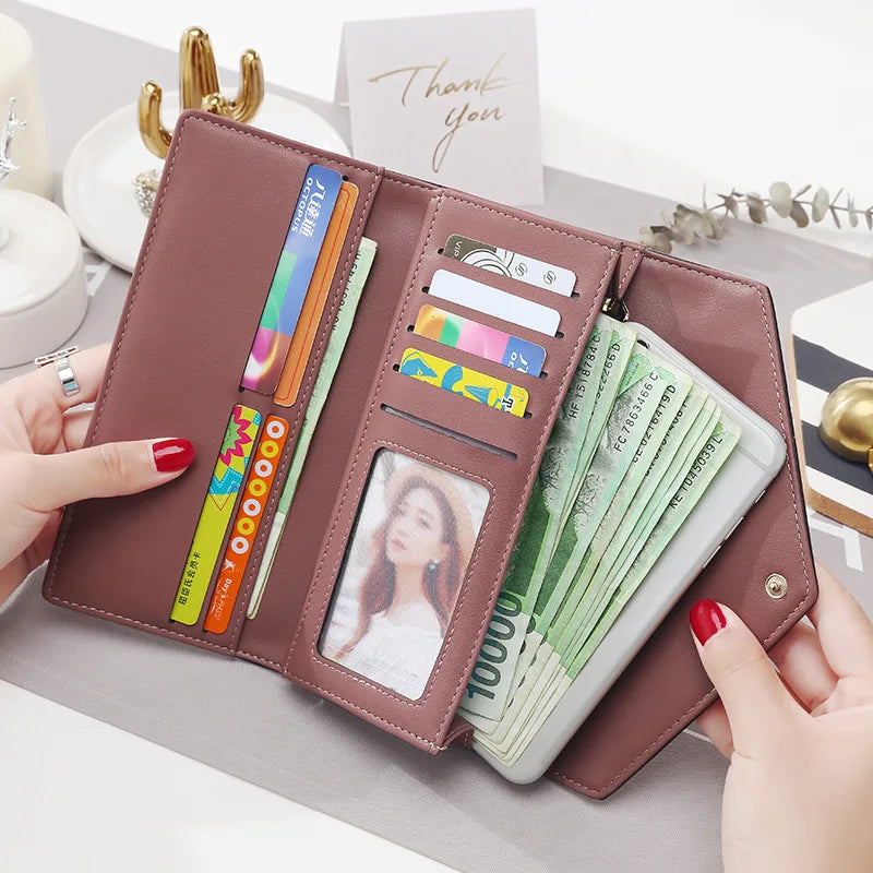 3 Fold Wallet Designer Envelope Clutch For Women Hasp Money Clip Leather Wallet