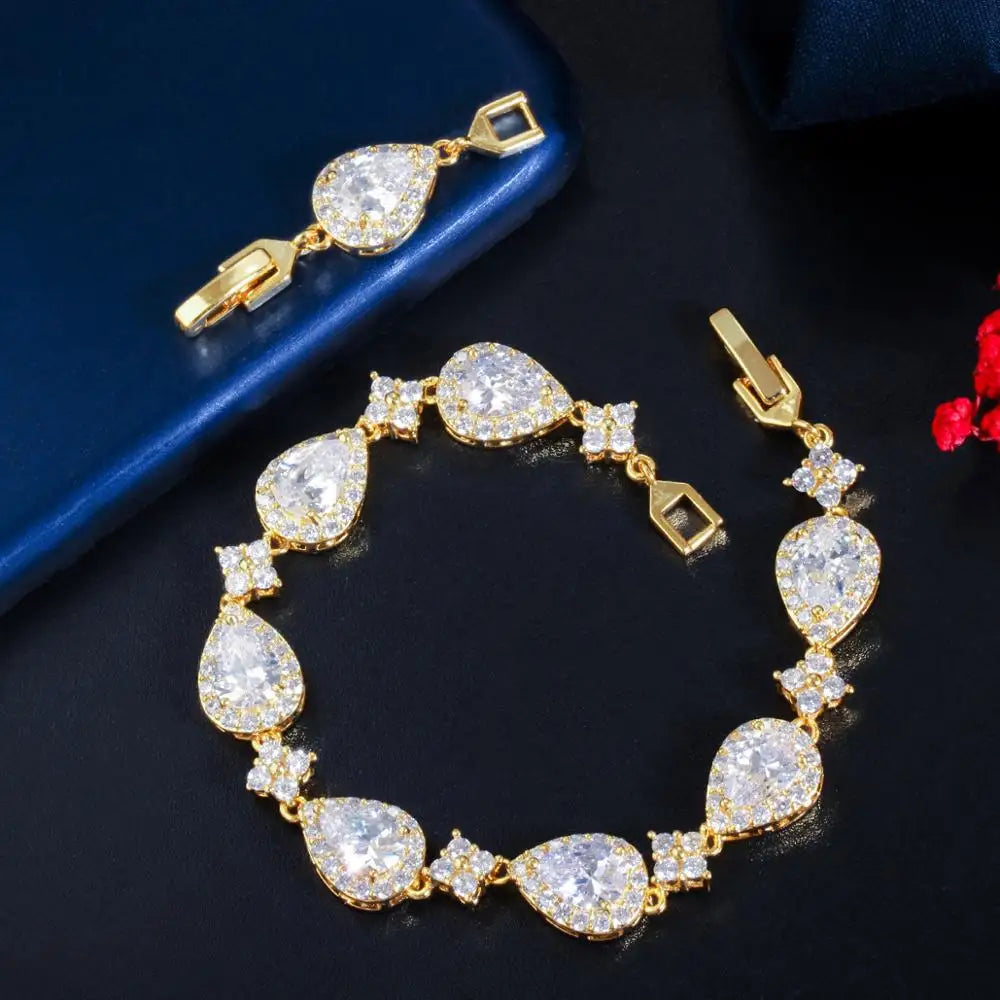 Water Drop Cubic Zirconia Rose Gold Tennis Bracelet