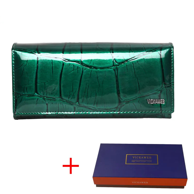 Genuine Leather Women Wallet Magnetic Hasp Female Long Purse Ladies Coin Purses