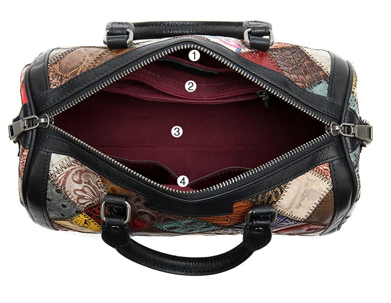 Genuine Leather Handbag Fashionable Patchwork Design