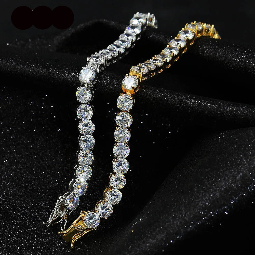 1 Row AAA Cubic Zirconia Paved Iced Out Tennis Bracelet