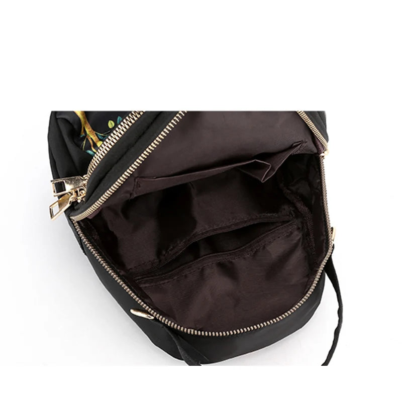 Fashion Printing Backpack Large Capacity Nylon Rucksack Multilayer Crossbody Bag