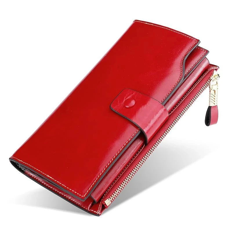 RFID Blocking 100% Genuine Leather Wallet Long Purse Design