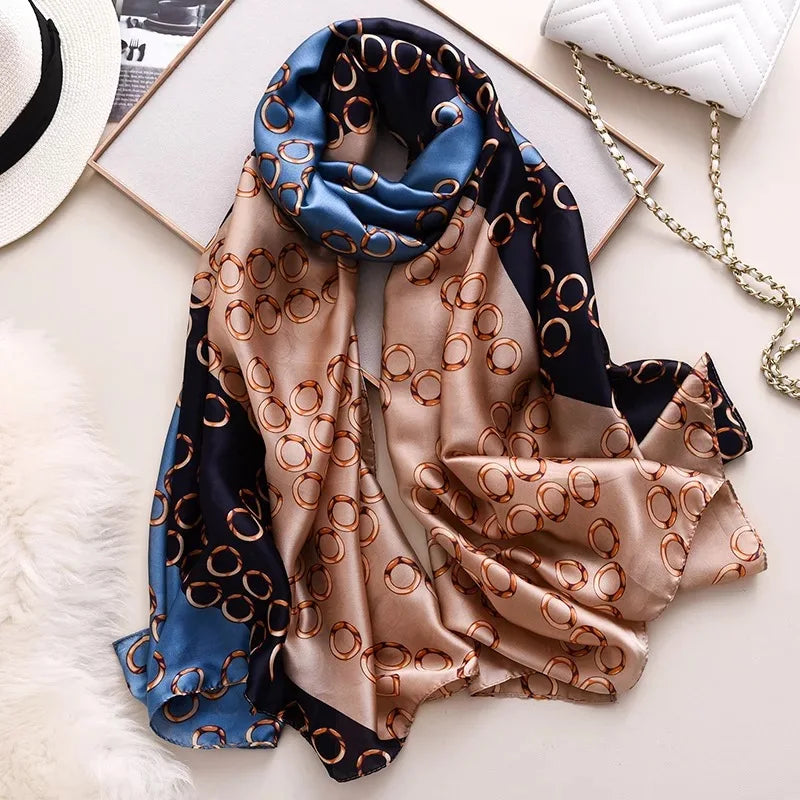 180*90cm Luxury Brand Women Scarf Summer Silk Shawl Lady Wrap Soft Design