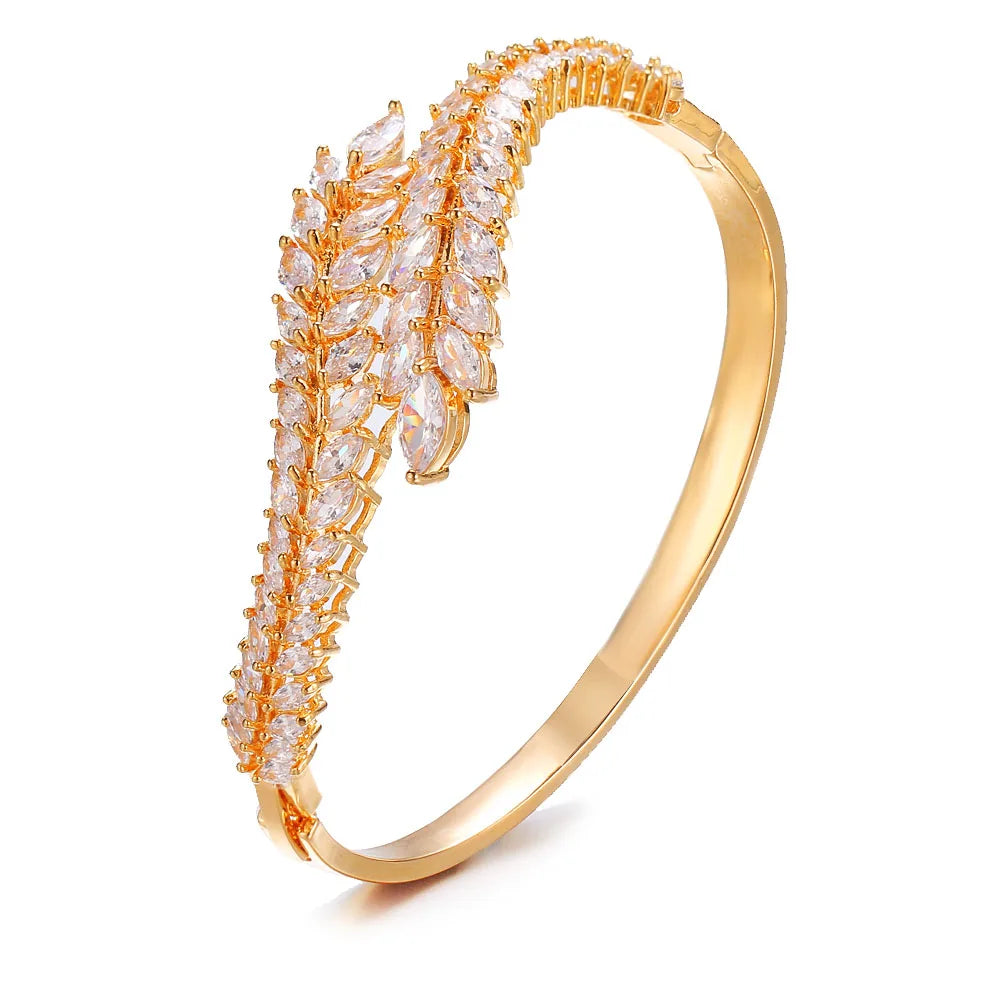Leaf Zircon Bracelet Luxury Fashion Classic Plant Large Flower Bracelet