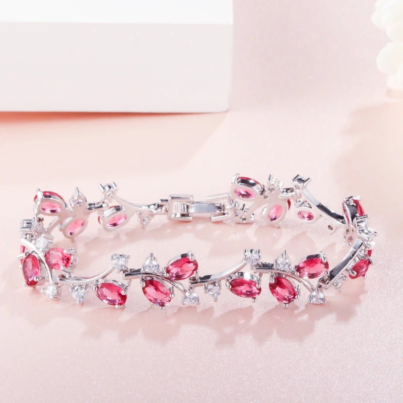 Delicate Oval Dark Blue Stones Crystals Tennis Bracelet Silver Color Fashion Jewelry