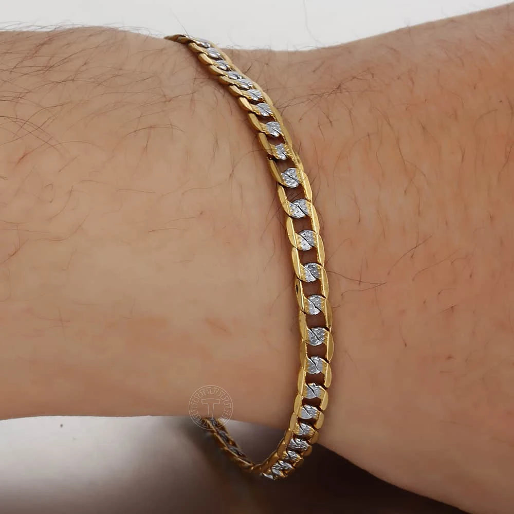 4/6mm Bracelet Wheat Link Gold Color Bracelet Chain Fashion