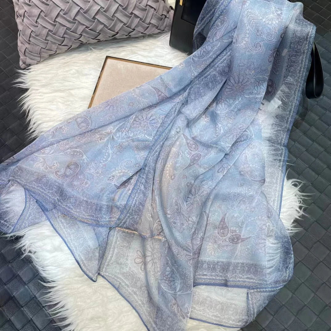 100% Silk Scarf Cape Fashion Floral Design Long Scarves