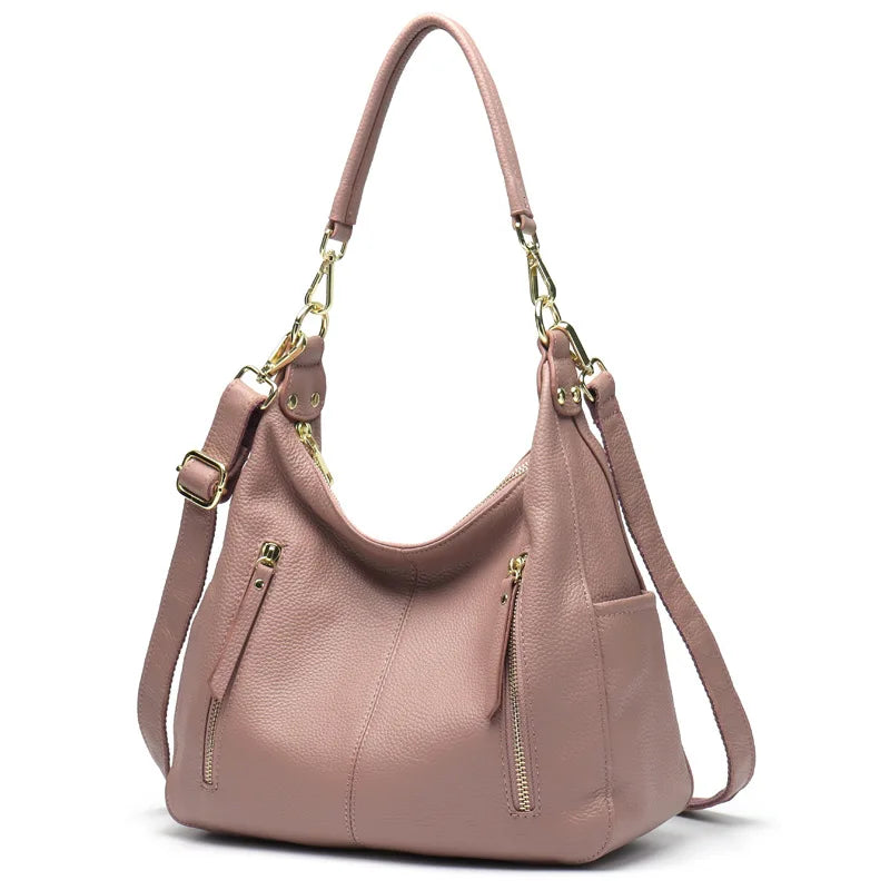 Large Capacity Shoulder Bags Soft Genuine Leather Handbag