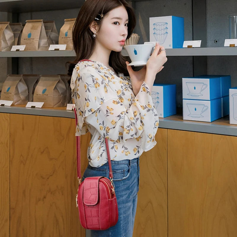 PU Leather Crossbody Messenger Bags Flap Vintage Small Shoulder Phone Purse