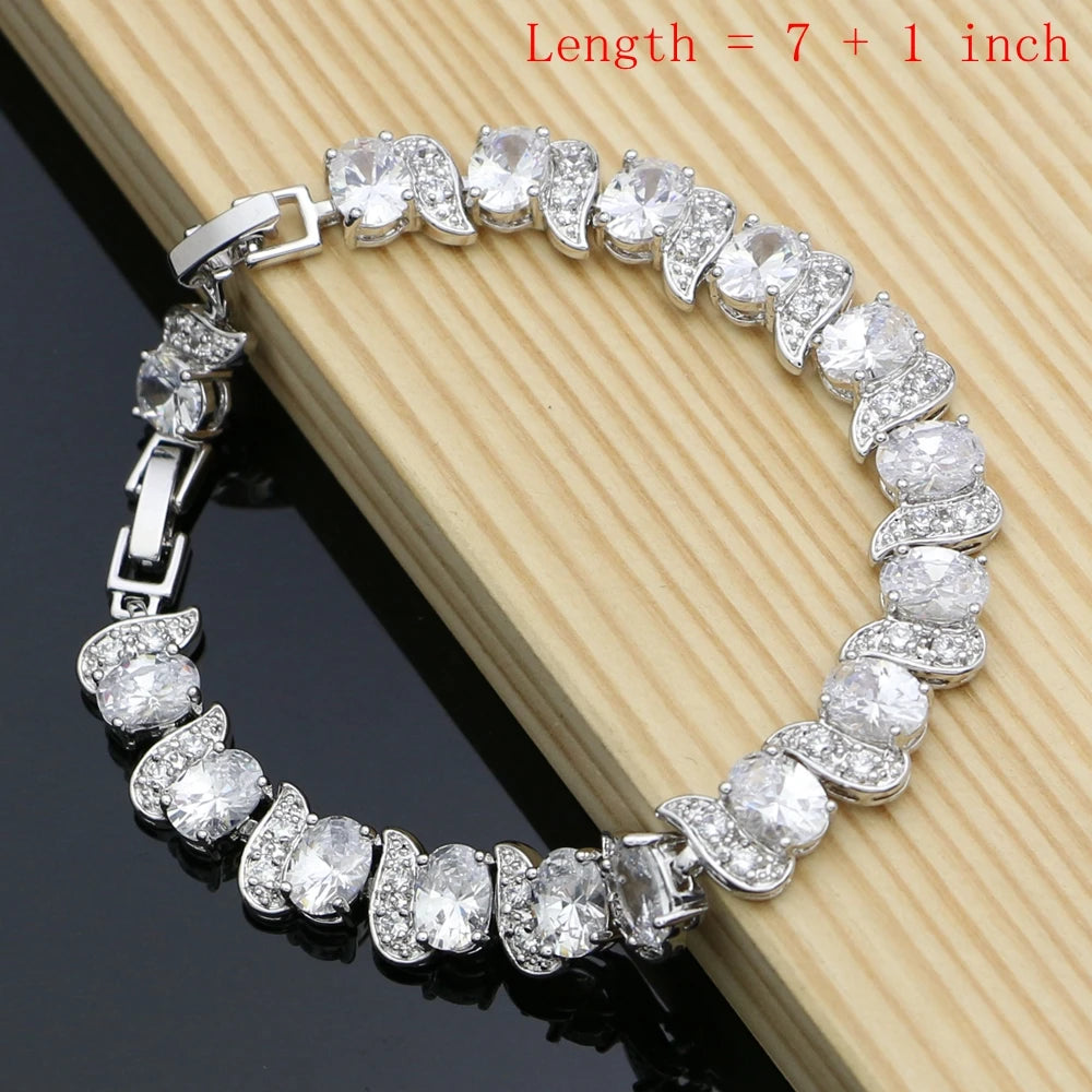 Cubic Zirconia Silver 925 Jewelry Charm Bracelet For Women