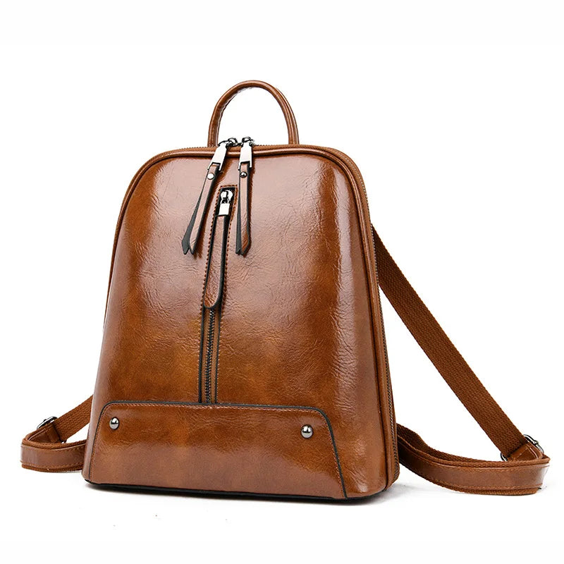 Leather Backpack Fashion Travel Shoulder Bag Large Capacity