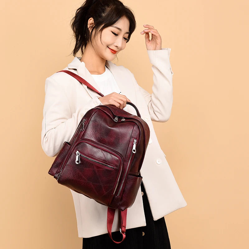 High Quality Leather Backpack School Bag Travel Backpack