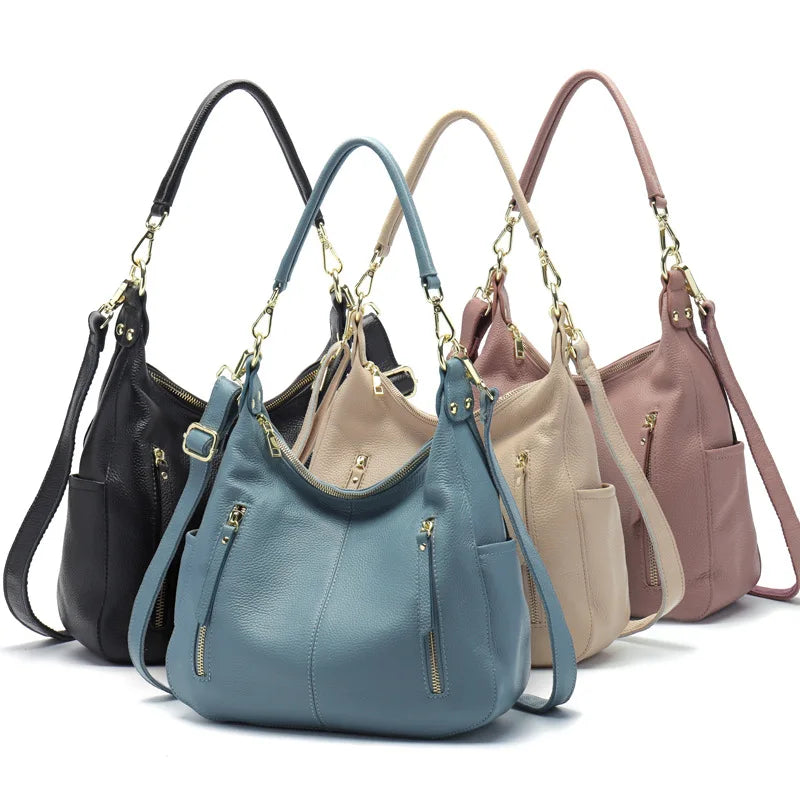 Large Capacity Shoulder Bags Soft Genuine Leather Handbag